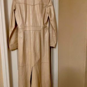 Cream leather trench coat
